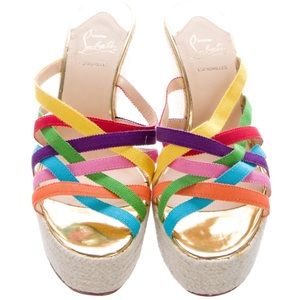 Christian Louboutin Crepon Espadrille Wedges 38